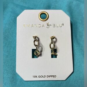 NEW! Amanda Blu Gold London Polished Chain Link Hoop Earrings 18K Gold Dipped NW